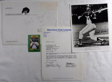 Hank Aaron Signed Photograph With Letter