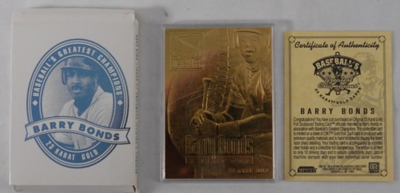 2000 Barry Bonds 23 KT Gold Card In Box