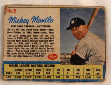 1962 Mickey Mantle Post No.5