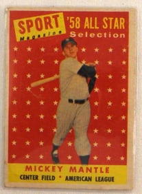 1958 All Star Mickey Mantle Topps # 487