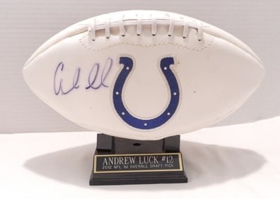 Andrew Luck Signed Football With Stand, COA