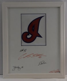 "I" Clevland Indians Logo Photo Autographed