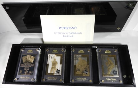 (4) Gold Nolan Ryan Cards In Black Case