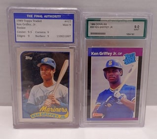 2 Graded 1989 Ken Griffey Jr. Cards