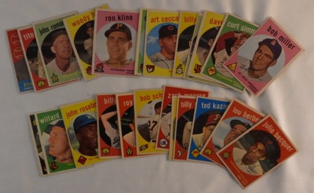 1959 TOPPS Baseball Cards Lot Of 25