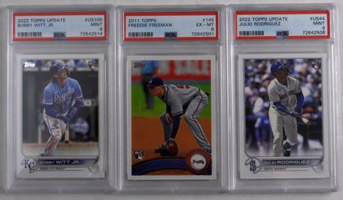 3 Graded TOPPS Baseball Cards