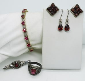 Simulated Ruby Sterling Jewelry
