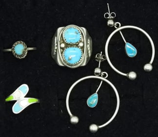 Turquoise Sterling Rings & Earrings