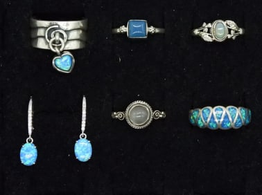 Sterling Rings & Earrings with Opals