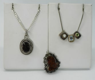 Fire Agate & Garnet 925 Necklaces