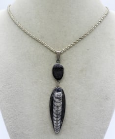 Trilobite & Orthoceras 925 Necklace