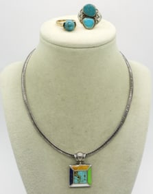 Turquoise 925 Rings & Necklace