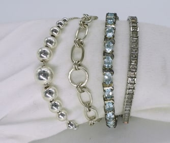 4 Sterling Fashion Bracelets