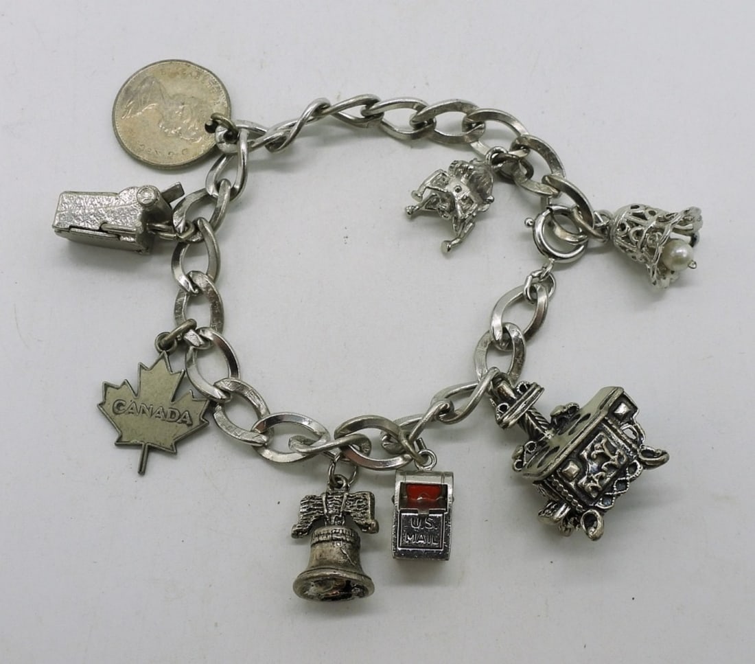 Sterling Vintage Charm Bracelet - 8 Charms (1 of 1)
