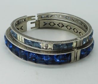 2 Sterling Large Gemstone Bangles