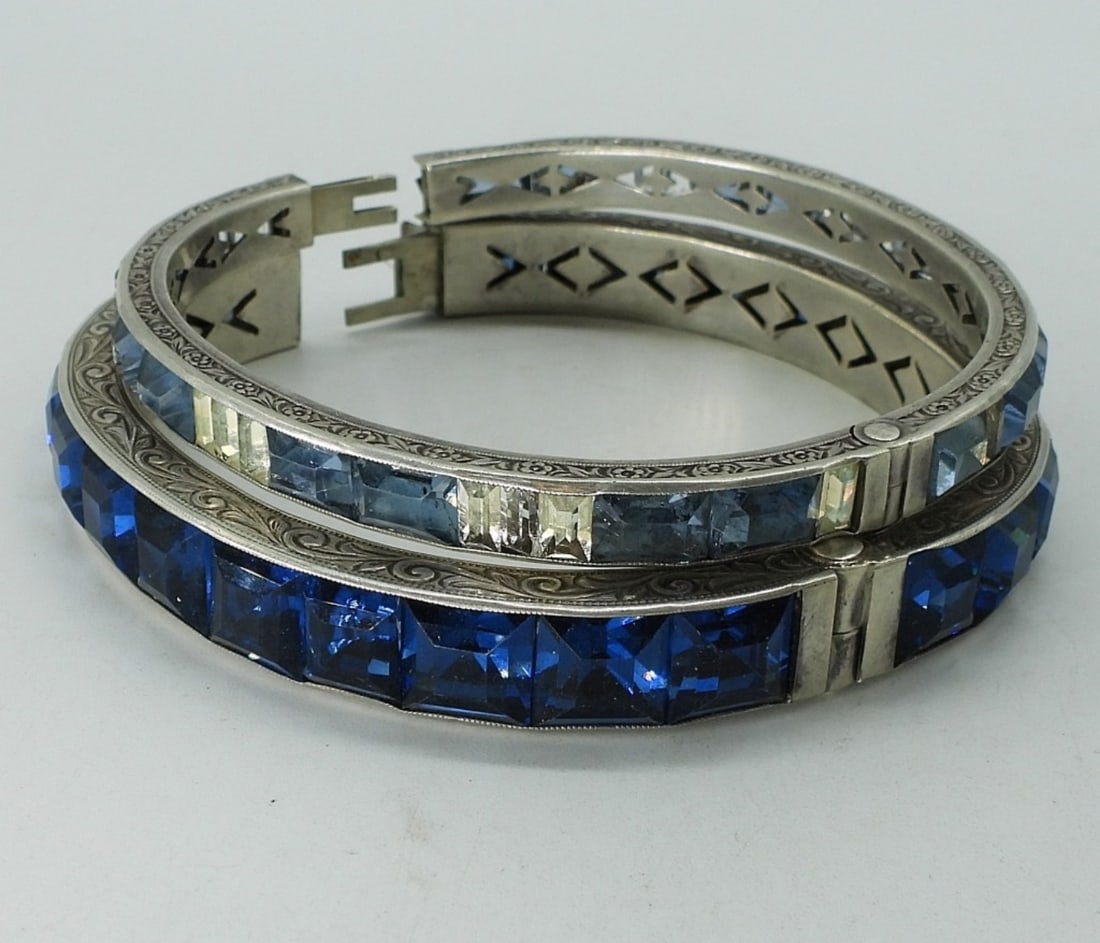 2 Sterling Large Gemstone Bangles (1 of 2)