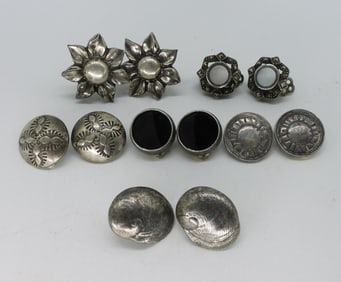 6 Pair Sterling Clip On - Screw Back Earrings