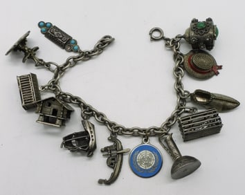 Vintage Charm Bracelet 800-925 Silver