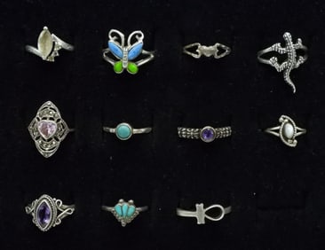 11 Petite Sterling Fashion Rings