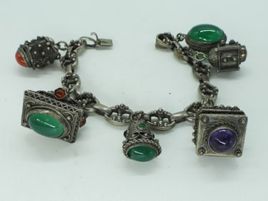 Jade, Amethyst Silver 800 Bracelet