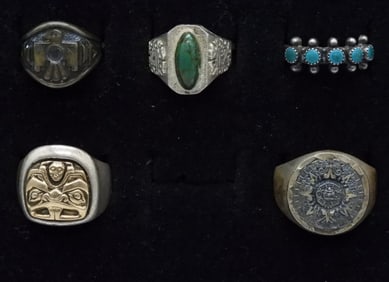 5 Sterling Southwest Style Rings