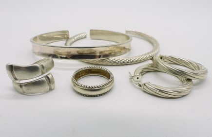 Sterling Cuff Bracelets, Rings, Earrings