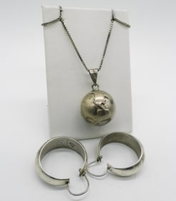 Harmony Ball Necklace & Sterling Hoops