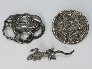 3 Sterling Brooches
