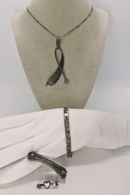 Vintage Sterling Necklace, Hair Clip & More