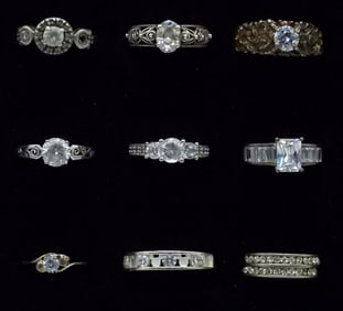 9 Sterling Bridal Style Rings