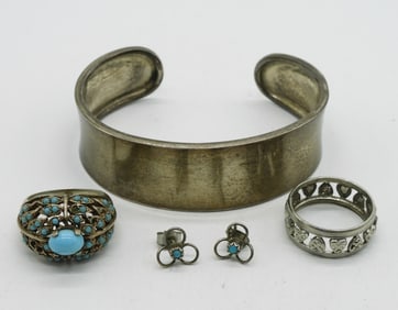 Sterling Turquoise Rings, Bracelet & Earrings