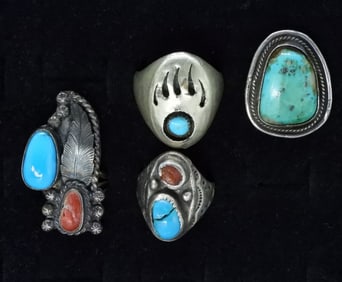 4 Incredible Sterling Turquoise Rings