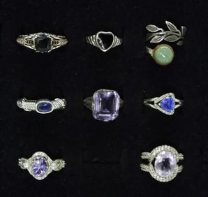 8 Sterling Fashion Gemstone Rings
