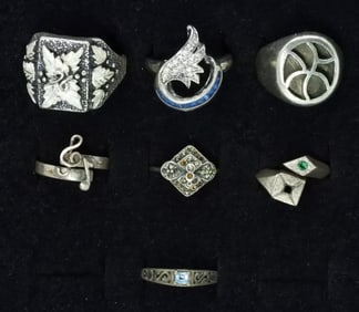 7 Vintage Sterling Fashion Rings