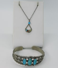 Vintage 925 Turquoise Cuff & Necklace
