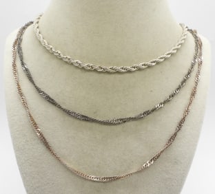 3 Sterling Chain Necklaces