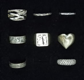 8 Sterling Fashion Rings