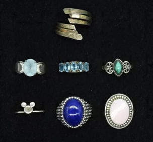 7 Sterling Fashion Gemstone Rings