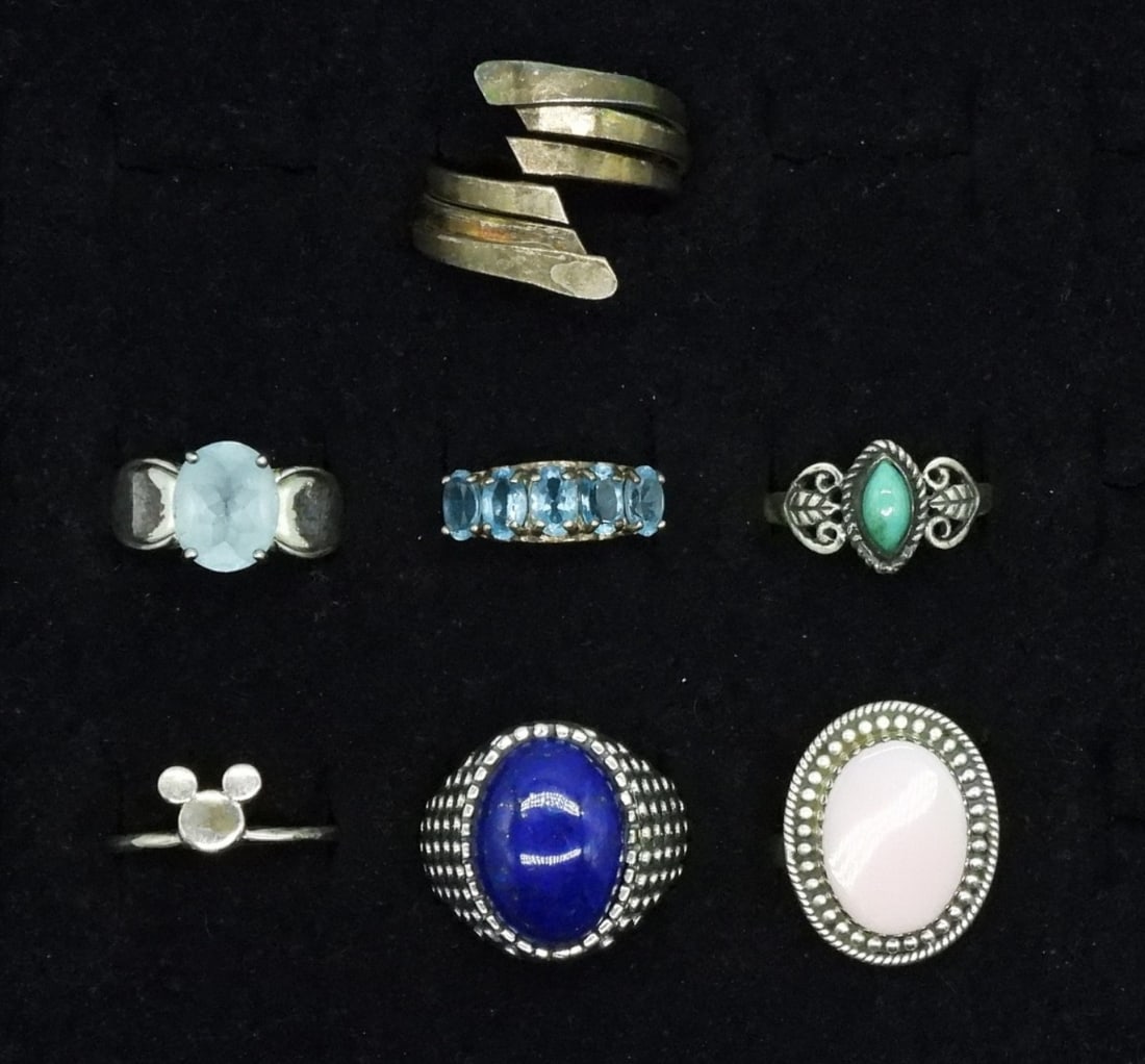 7 Sterling Fashion Gemstone Rings (1 of 2)