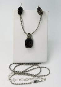 Smokey Quartz Necklace & Earrings 925 Set