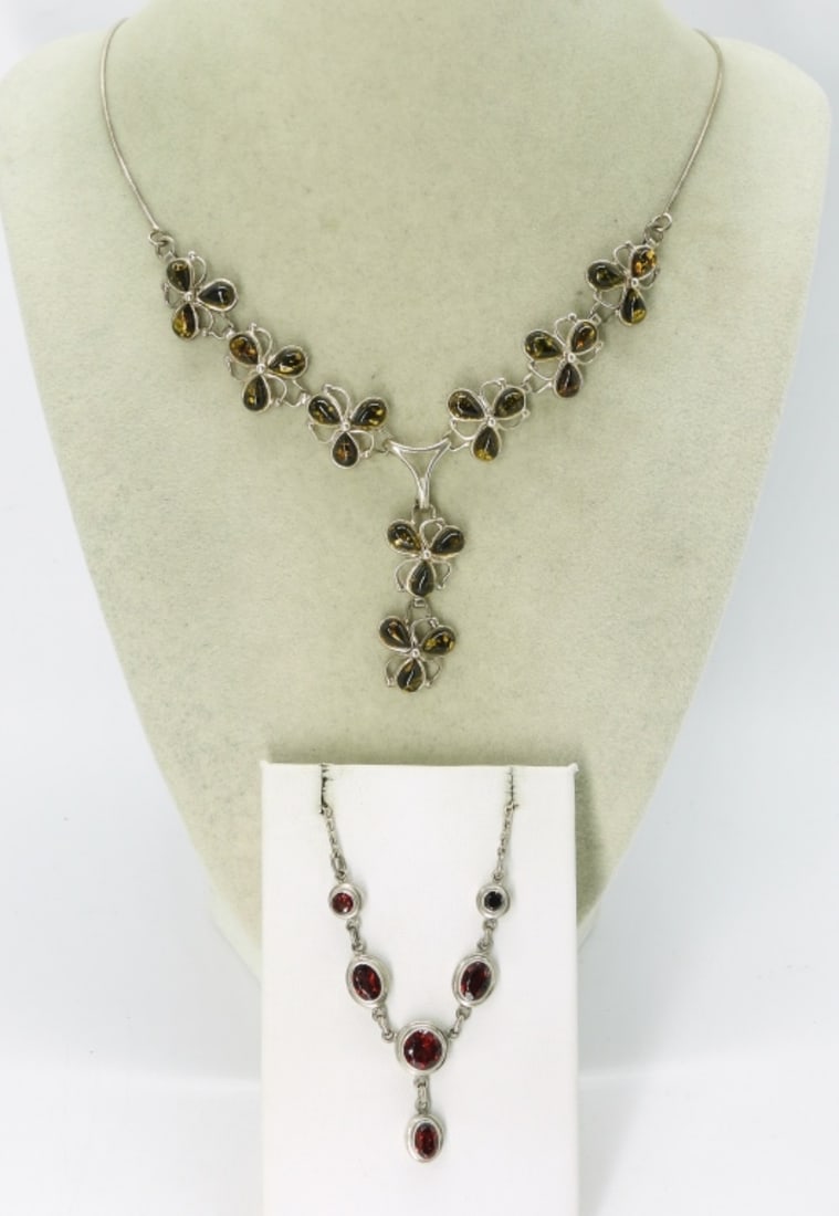 2 Sterling Amber & Garnet Necklaces (1 of 1)