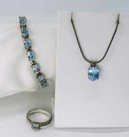Blue Topaz Sterling Set