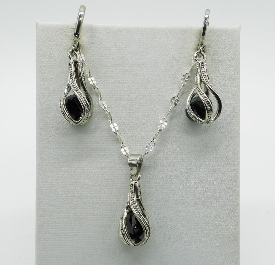 Elegant Sterling Black Gemstone Set (1 of 1)