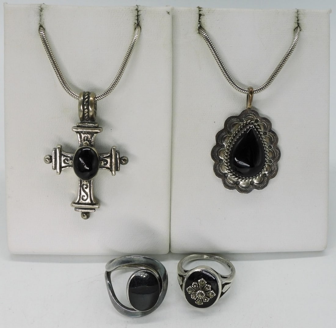 Black Onyx 925 Necklaces & Rings (1 of 1)