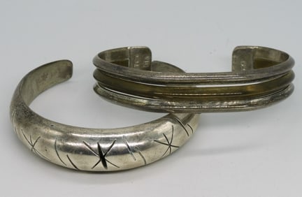 2 Taxco Sterling Cuff Bracelets