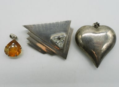 3 Sterling Vintage Pendants