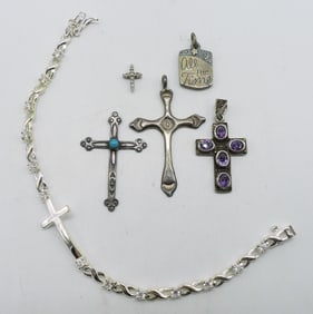 Sterling Cross Pendants & Bracelet