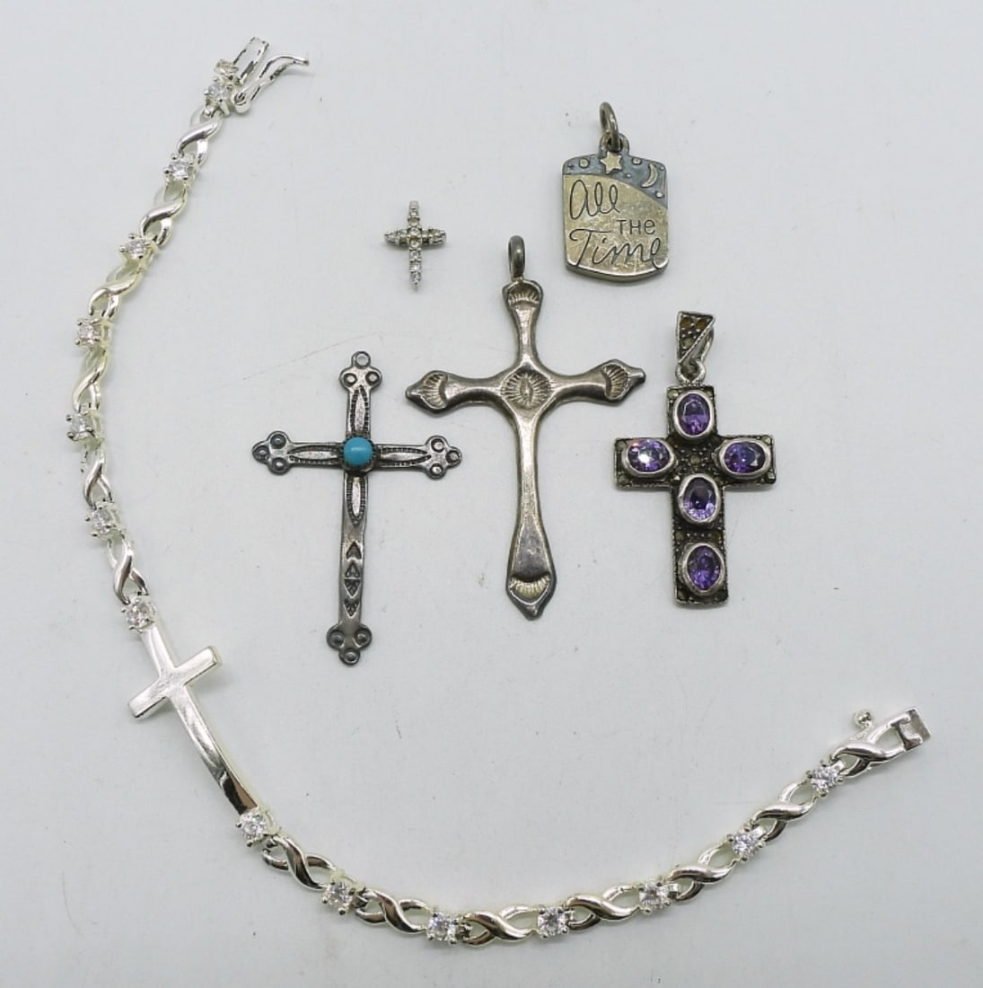 Sterling Cross Pendants & Bracelet (1 of 1)