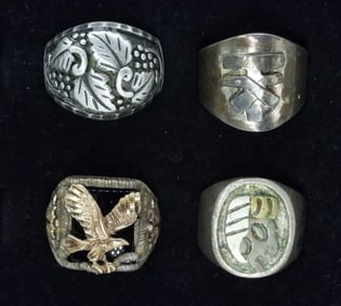 Four Sterling Men's Rings