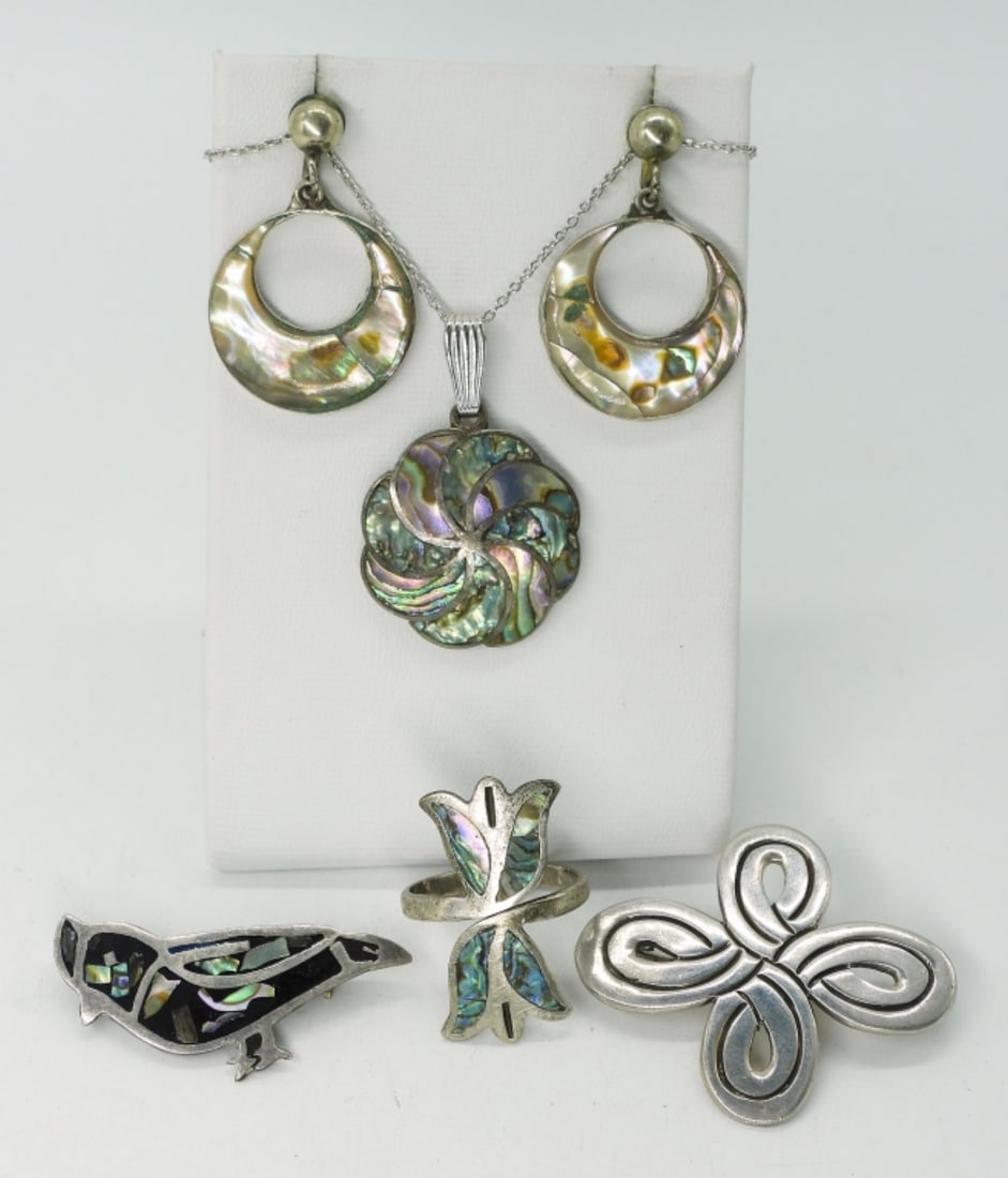 Vintage Taxco Abalone Sterling Jewelry (1 of 3)